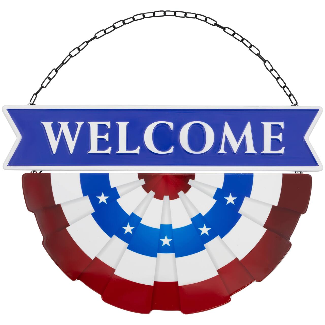 19.25" Americana Welcome Metal Wall Sign with Bunting